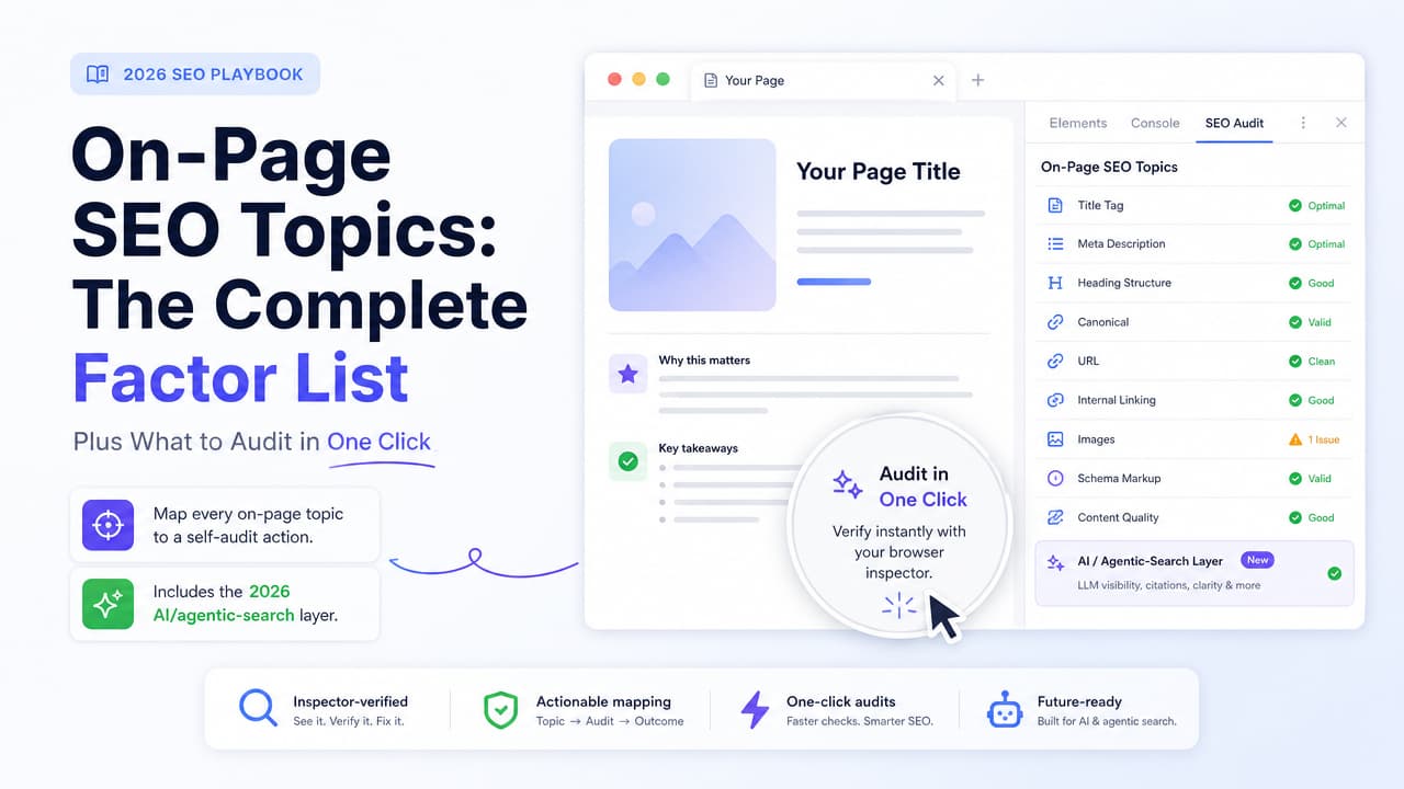 On-Page SEO Topics: The Complete Factor List for 2026