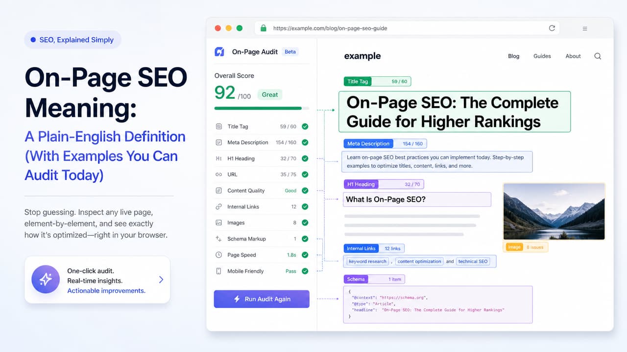 On-Page SEO Meaning: A Plain-English Definition You Can Audit