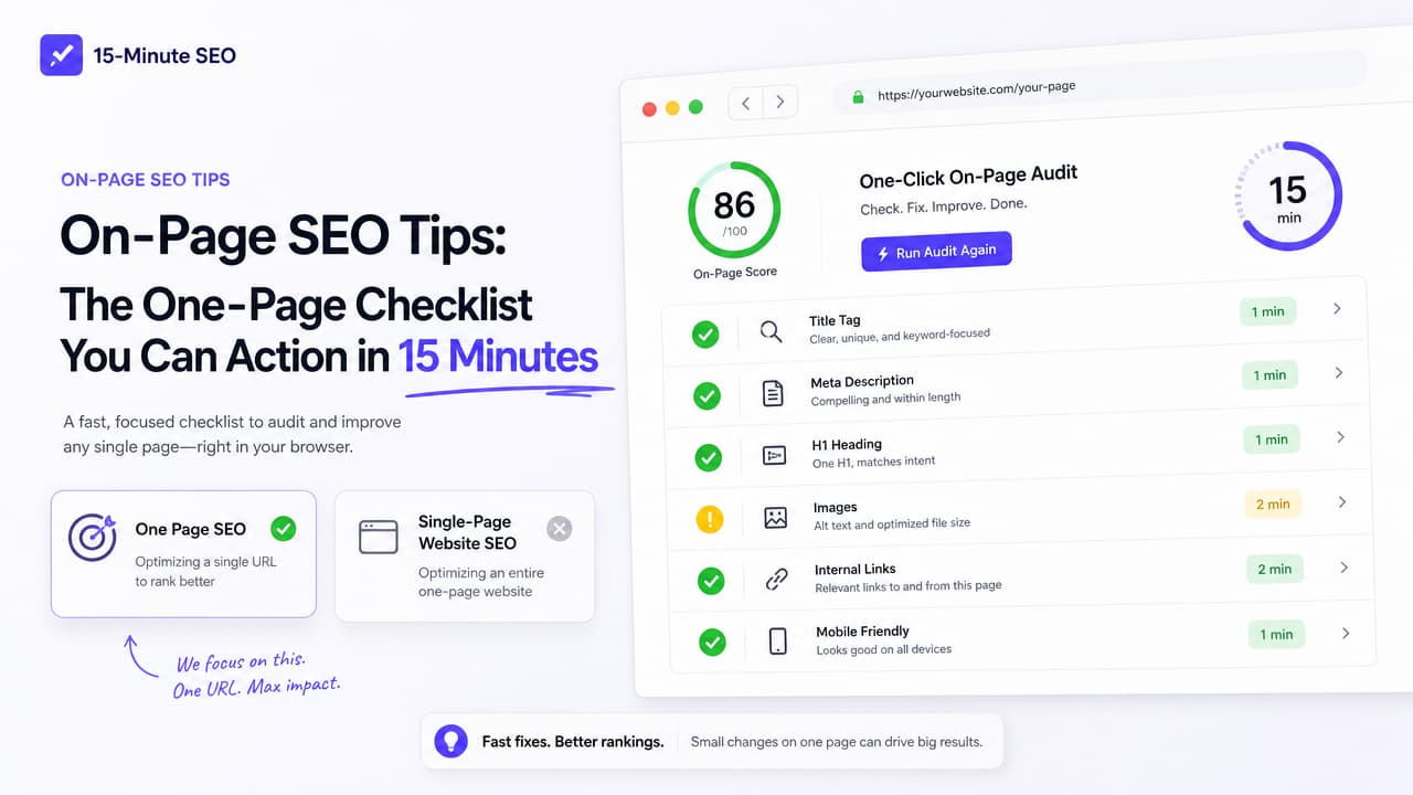On-Page SEO Tips: The One-Page Checklist to Action Fast