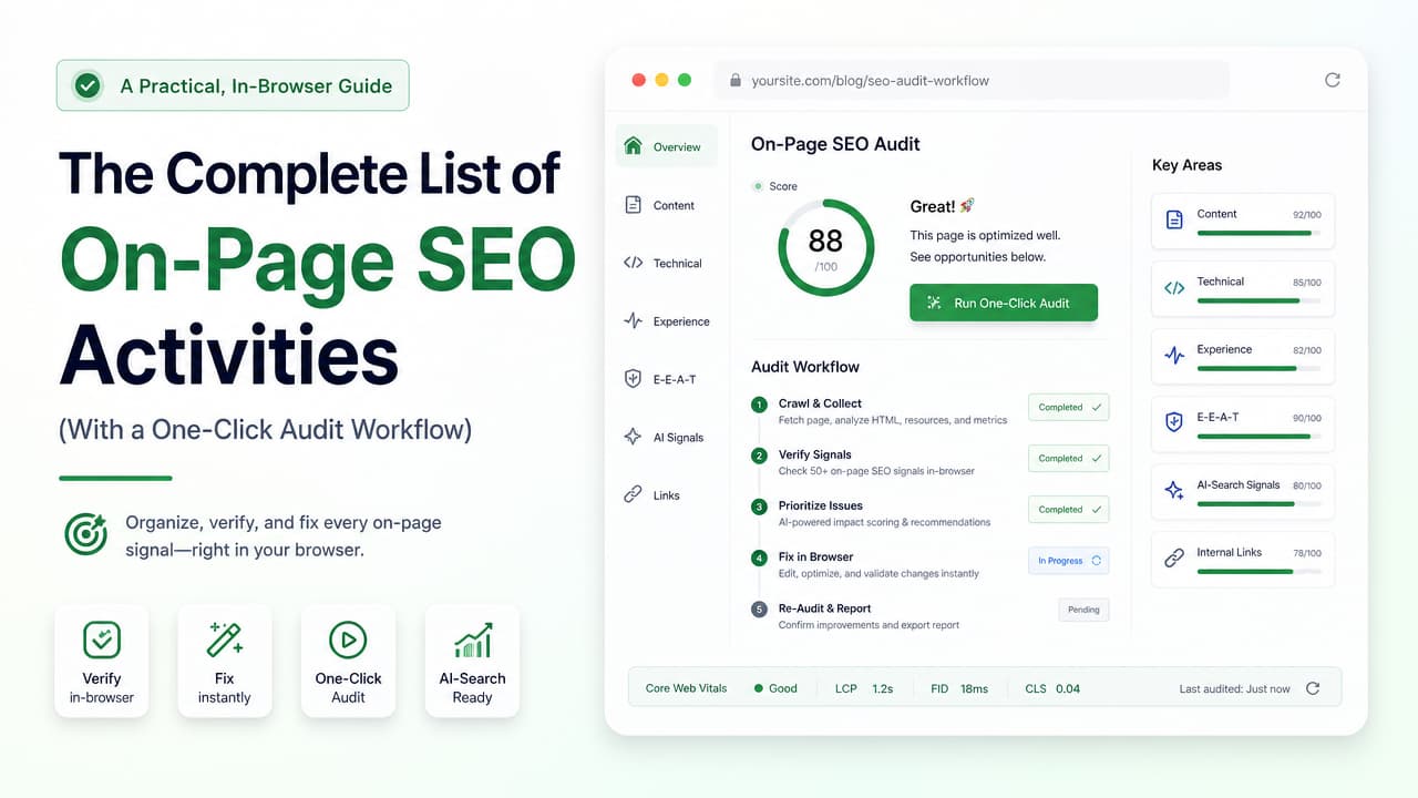 The Complete List of On-Page SEO Activities to Audit